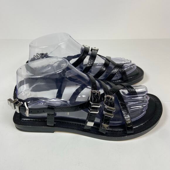 Micheal Kors Darrington Flat Strappy Black Leather Sandals Women's Size 7M - Picture 6 of 10